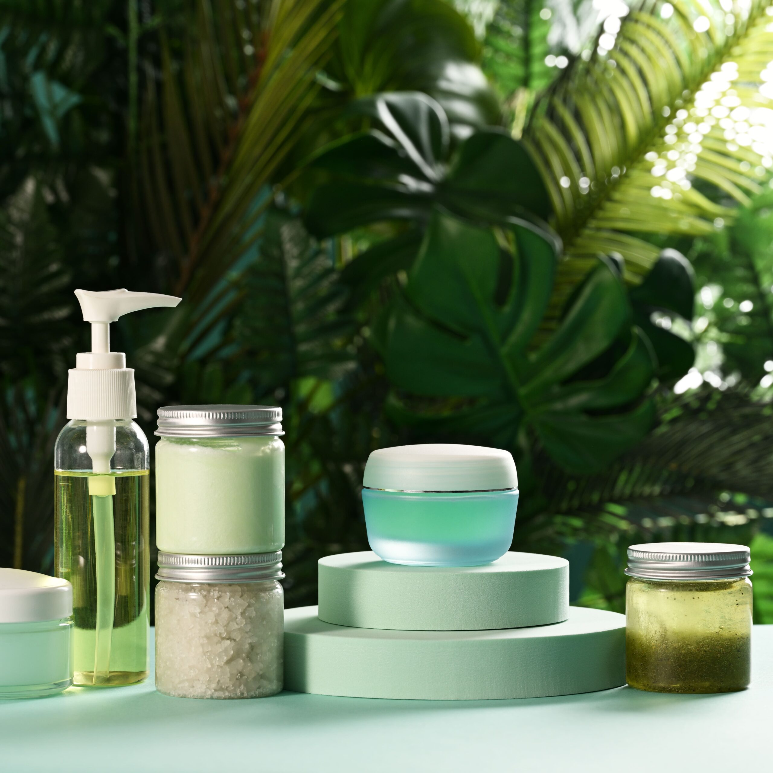 Bodycare products with a green background